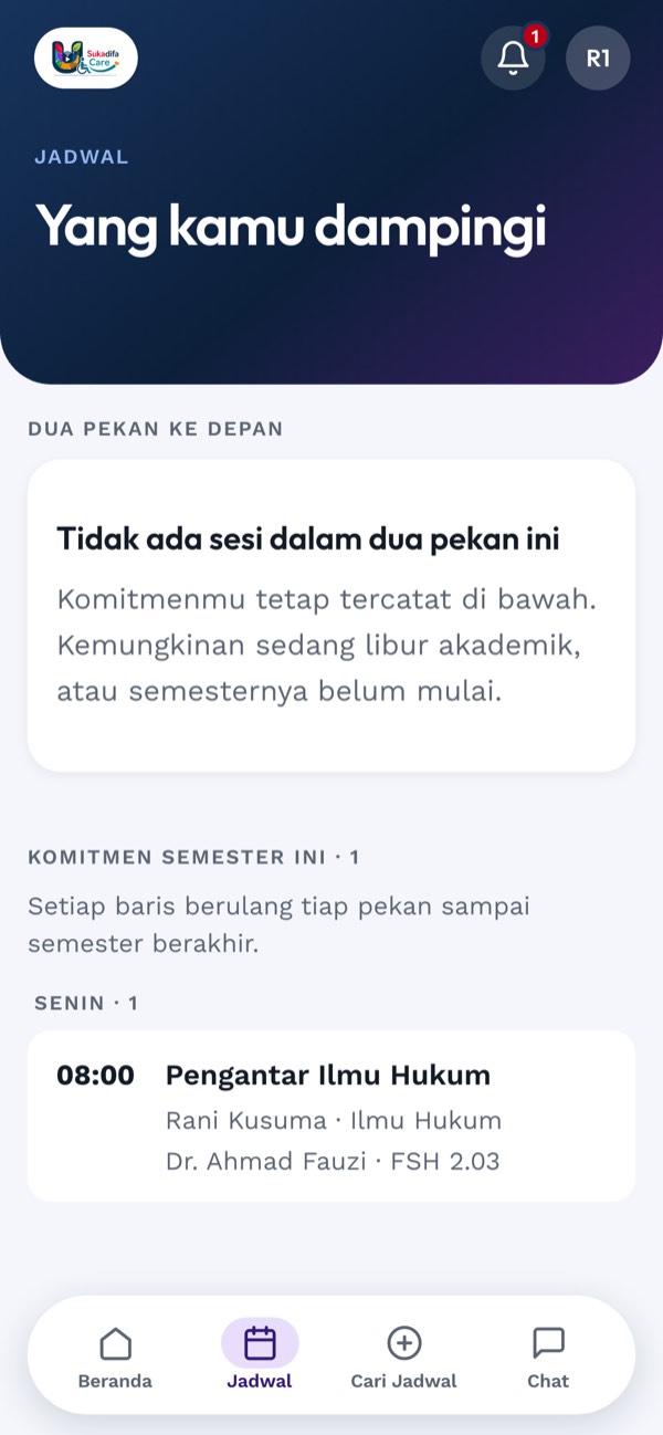 Agenda relawan per hari