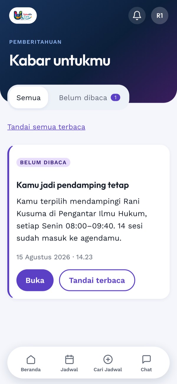 Kotak masuk pemberitahuan relawan